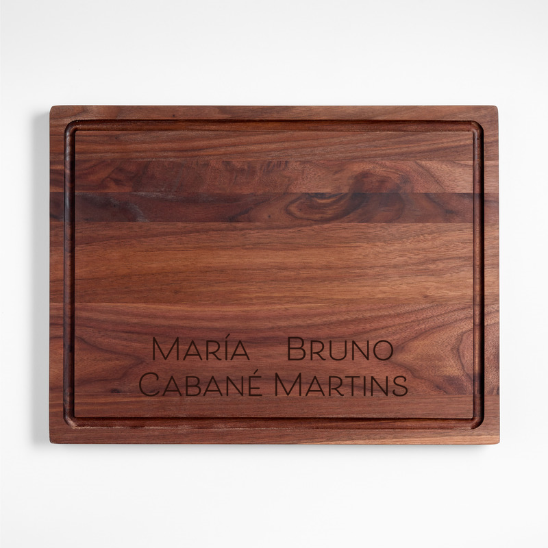 View Personalized Crate & Barrel Reversible Walnut Wood Cutting Board 20"x15"x1.25" details