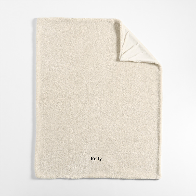 View Personalized Faux Shearling 70"x55" Travertine Beige Throw Blanket details