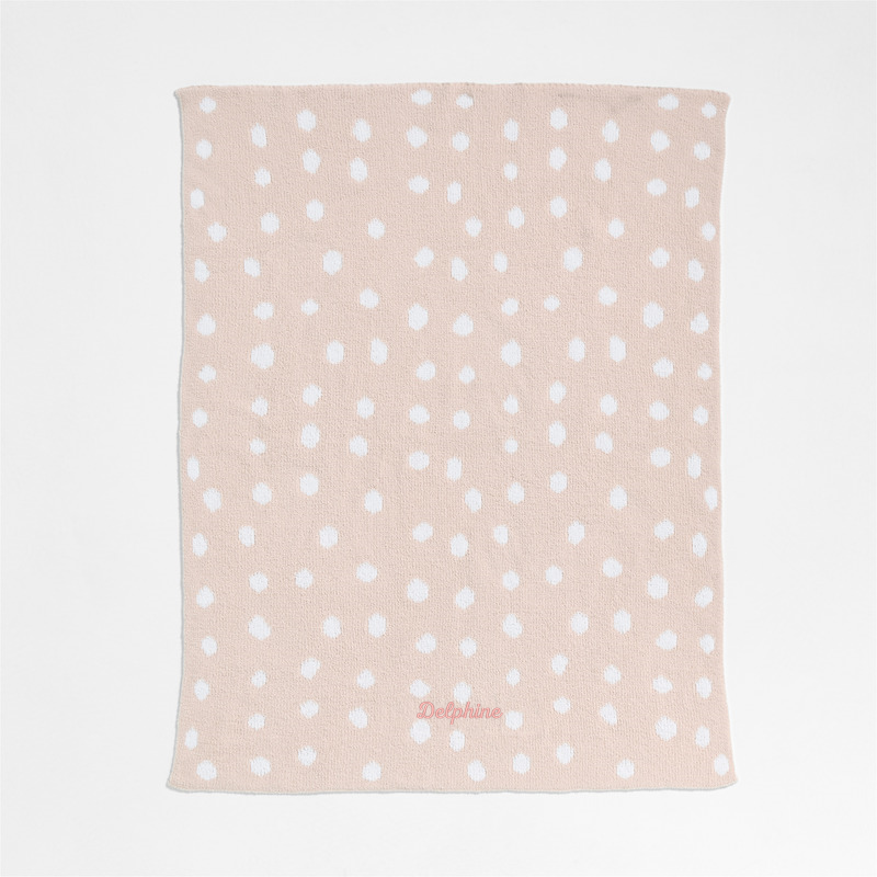 View Personalized Reversible Pink Tint Chenille Dot Baby Stroller Blanket details
