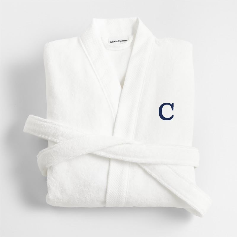 View Personalized Organic Turkish Cotton Crisp White Bath Robe S/M details