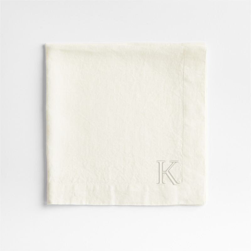 View Personalized Marin Arctic Ivory EUROPEAN FLAX ™-Certified Linen Napkin, Set of 8 details