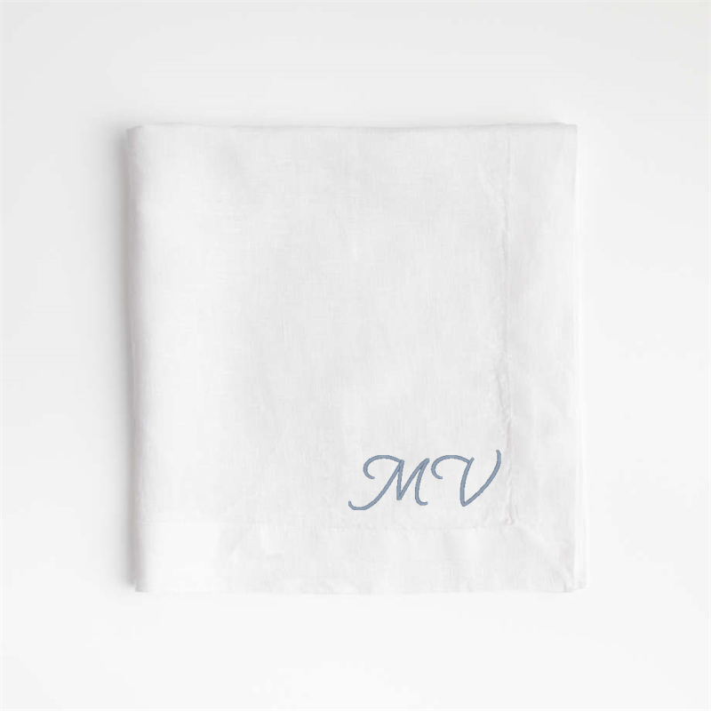 View Personalized Marin White EUROPEAN FLAX ™-Certified Linen Napkin, Set of 4 details