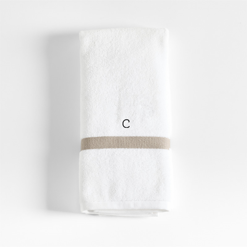 View Personalized Tuxedo Stripe Organic Cotton Sand Beige Hand Towel details