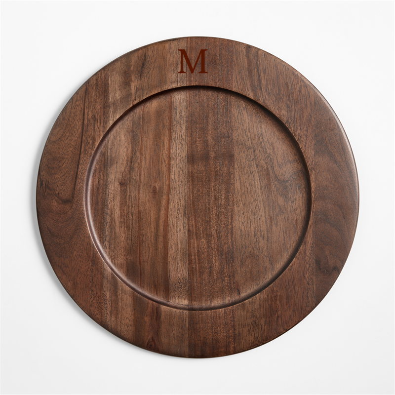 View Personalized Madeira Acacia with a Walnut Finish Charger Plate details