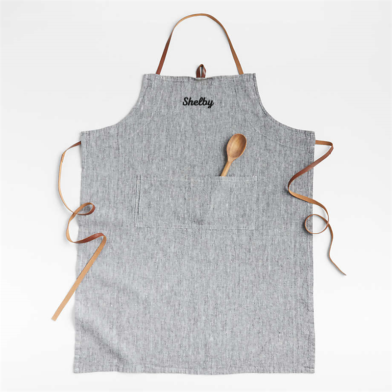 View Personalized Chambray Organic Cotton Apron with Pocket details