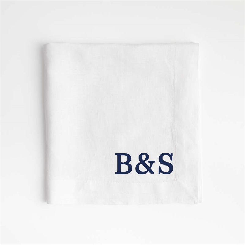 View Personalized Marin White EUROPEAN FLAX ™-Certified Linen Napkins, Set of 8 details