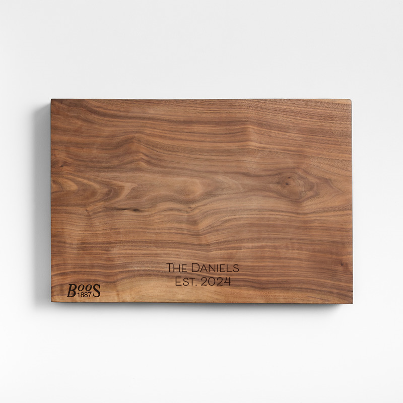 View Personalized John Boos 17"x12" Rustic Edge Walnut Cutting Board details