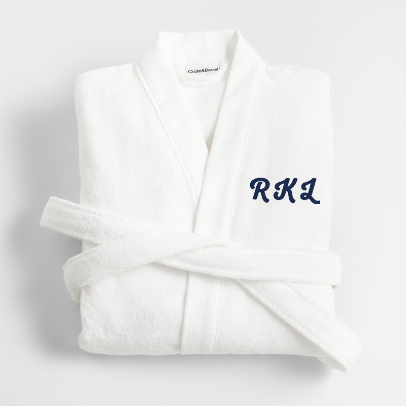 View Personalized Organic Turkish Cotton Crisp White Bath Robe S/M details