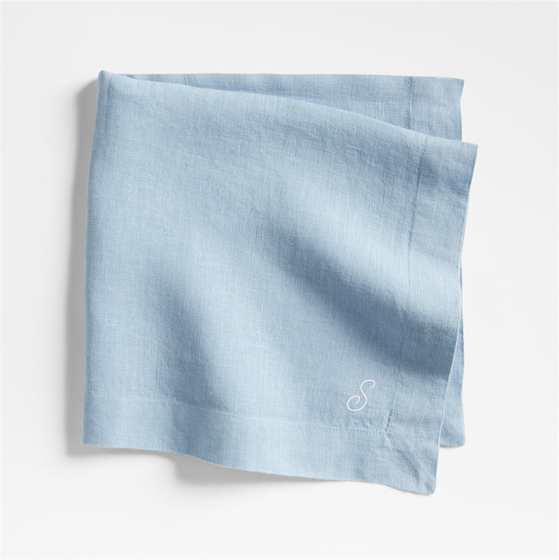 View Personalized Marin Light Blue EUROPEAN FLAX ™-Certified Linen Napkin details