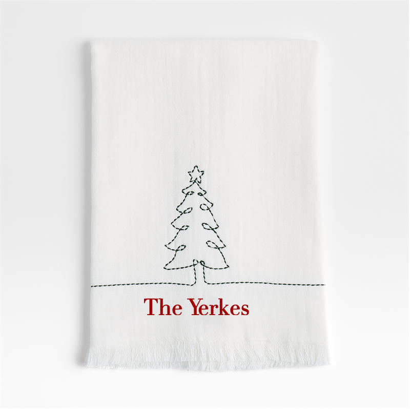 View Personalized Holiday Tree Embroidery Guest Towel details