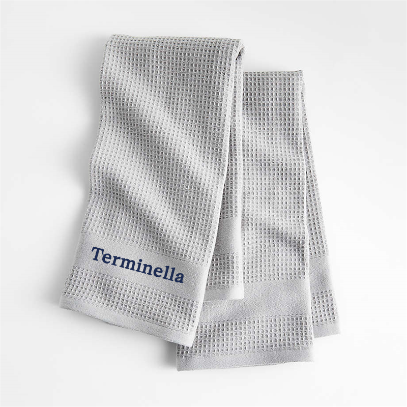 View Personalized Waffle-Terry Alloy Grey Organic Cotton Kitchen Towels, Set of 2 details