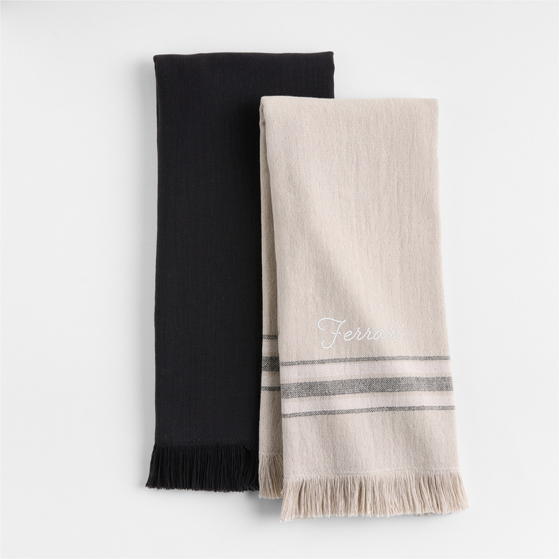 View Personalized Craft Ink Black Organic Cotton Dish Towels, Set of 2 details