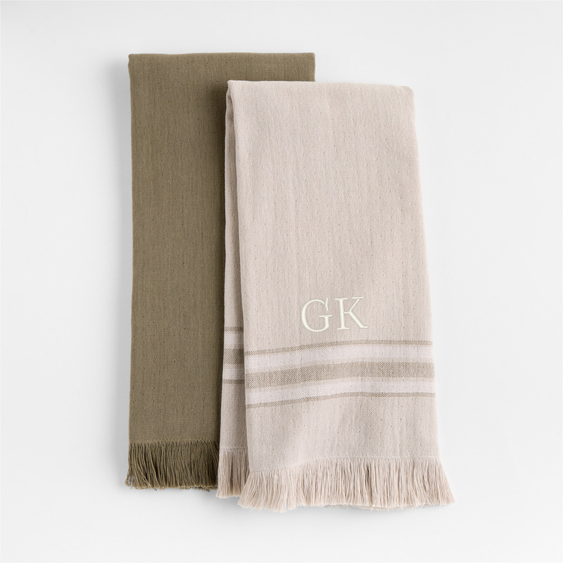 View Personalized Craft Sage Green Organic Cotton Dish Towels, Set of 2 details