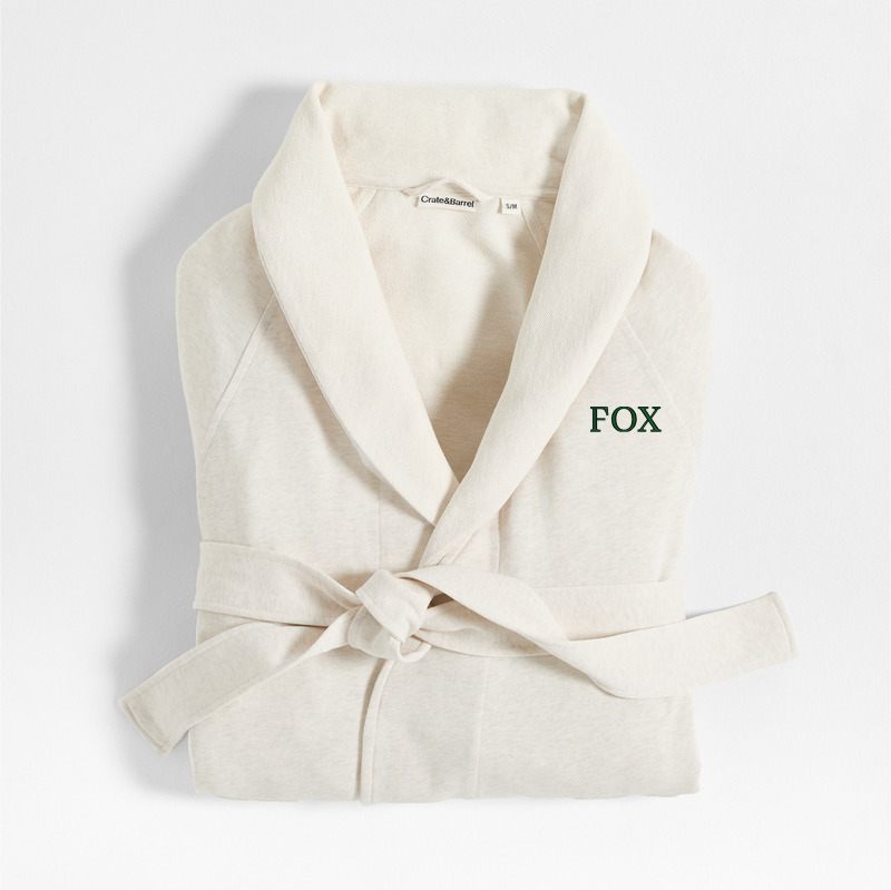 View Personalized Organic L/XL Cotton Jersey Heathered Ivory Bath Robe details
