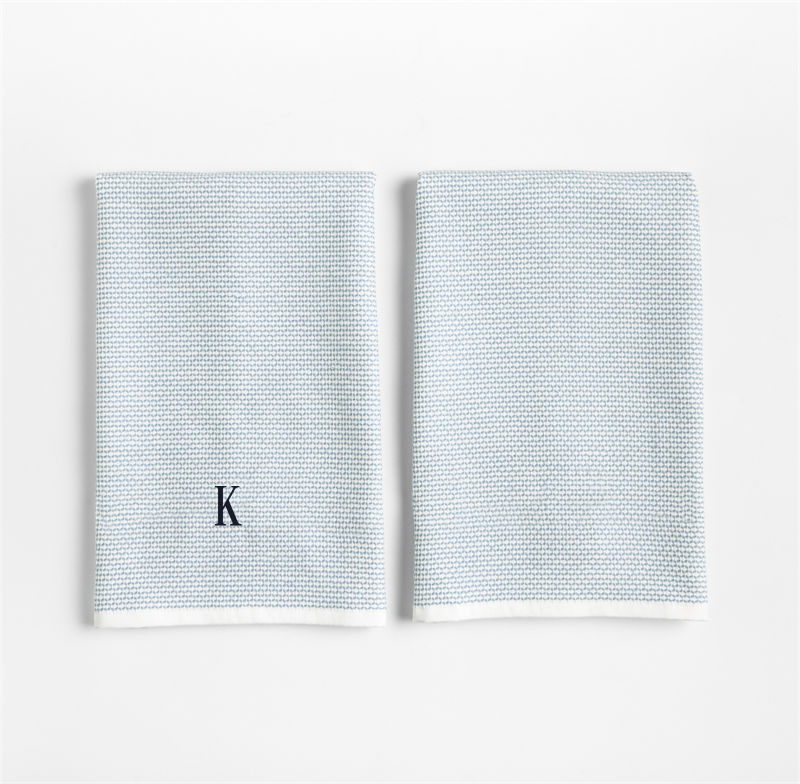 View Personalized Textured Terry Harbor Blue Organic Cotton Kitchen Dish Towels, Set of 2 details
