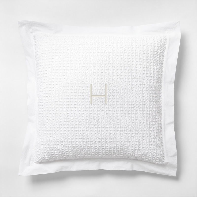 View Personalized Organic Cotton Waffle Crisp White Euro Bed Pillow Sham details