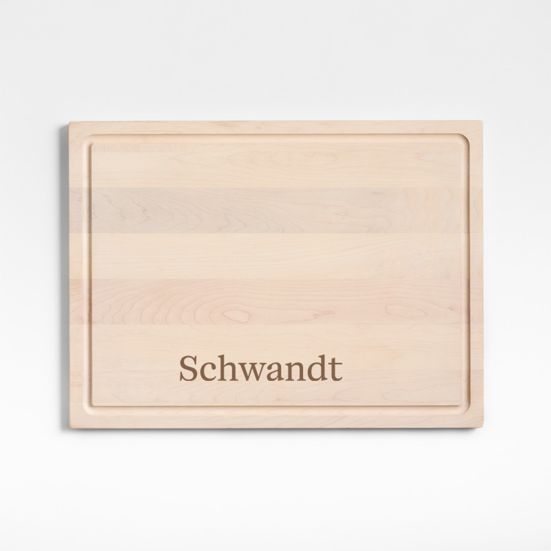 View Personalized Crate & Barrel Reversible Maple Wood Cutting Board 20"x15"x0.75" details