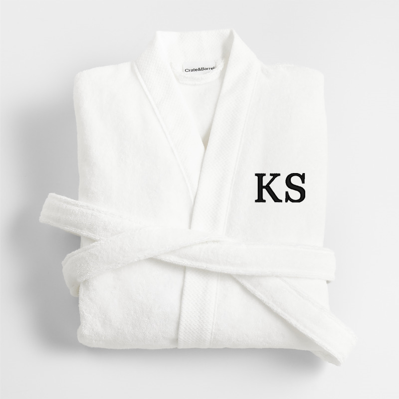 View Personalized Organic Turkish Cotton Crisp White Bath Robe S/M details