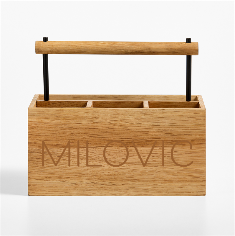 View Personalized Madeira Oak Flatware Caddy details