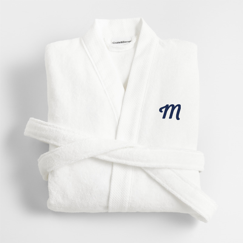 View Personalized Organic Turkish Cotton Crisp White Bath Robe L/XL details