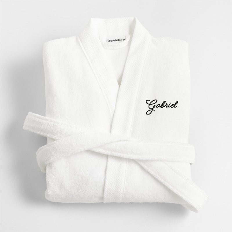 View Personalized Organic Turkish Cotton Crisp White Bath Robe L/XL details