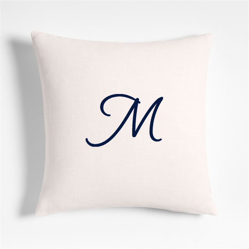 View Personalized Organic Cotton Monogrammable 20"x20" Pampas Ivory Throw Pillow Cover details