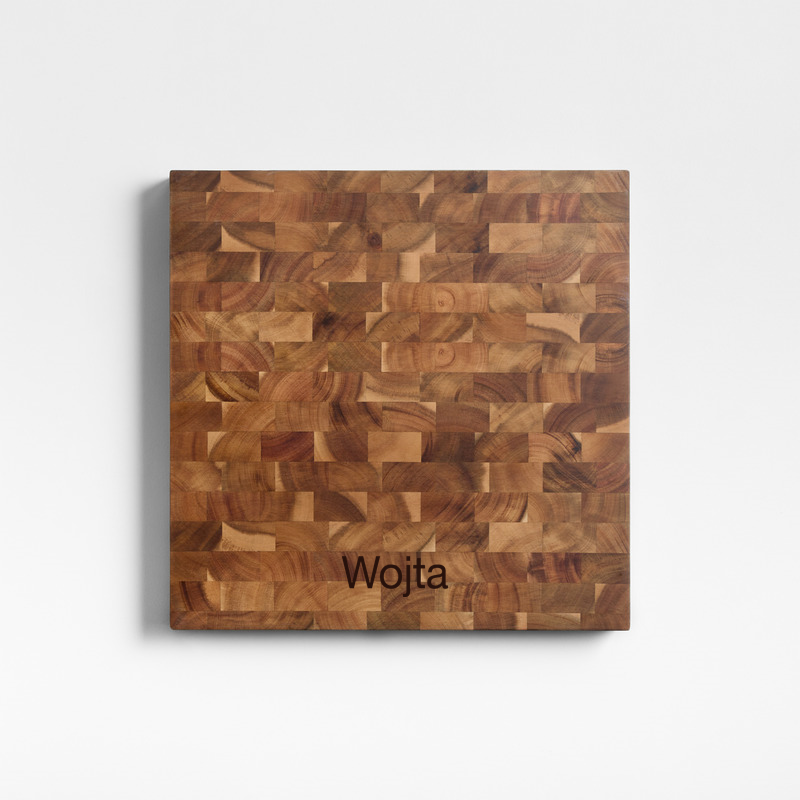 View Personalized Crate & Barrel Square Acacia End-Grain Cutting Board details
