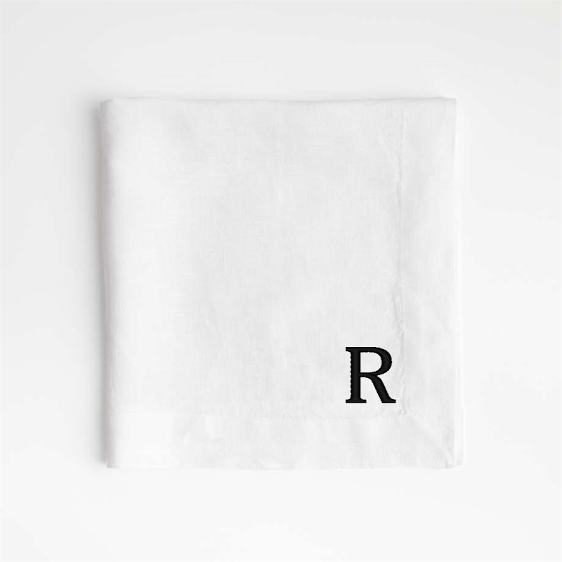 View Personalized Marin White EUROPEAN FLAX ™-Certified Linen Napkins, Set of 8 details