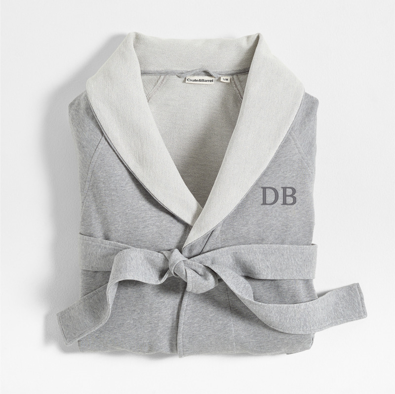 View Personalized Organic L/XL Cotton Jersey Heathered Grey Bath Robe details