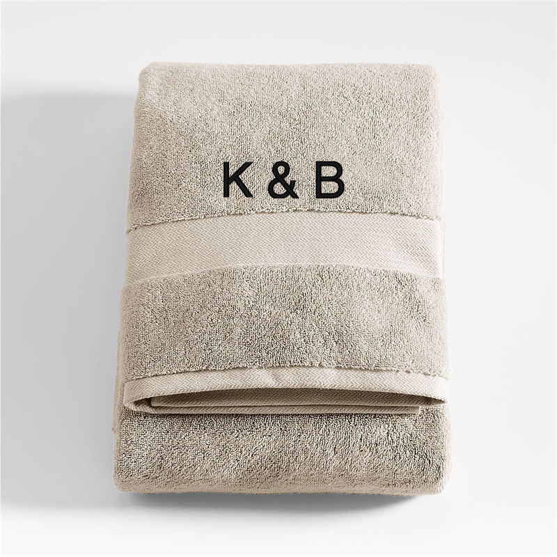View Personalized Classic Organic Turkish Cotton Taupe Bath Towel details