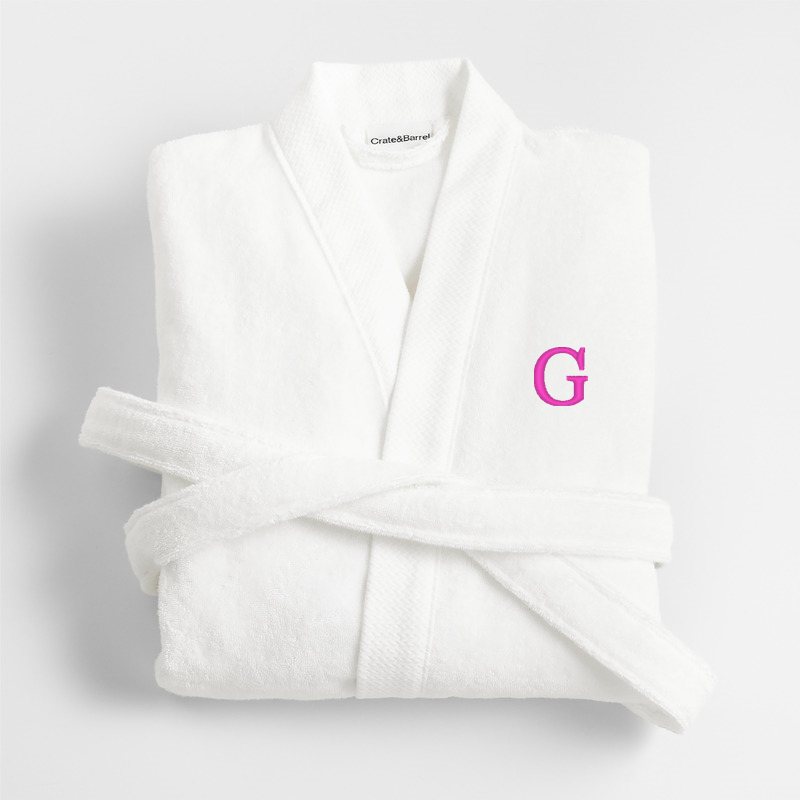 View Personalized Organic Turkish Cotton Crisp White Bath Robe S/M details