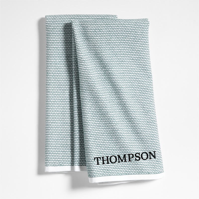 View Personalized Textured Terry Pendula Green Organic Cotton Kitchen Towels, Set of 2 details