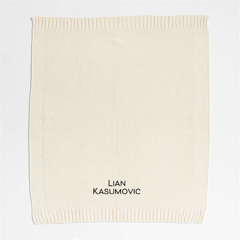 View Personalized Bubble Knit Arctic Ivory Baby Stroller Blanket details