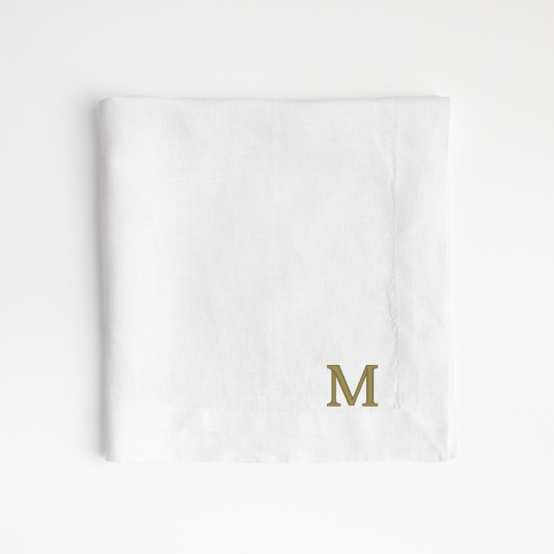 View Personalized Marin White EUROPEAN FLAX ™-Certified Linen Napkin details