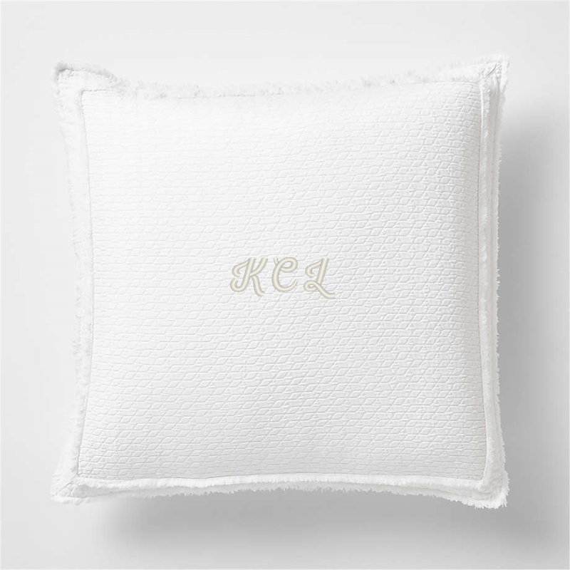 View Personalized Organic Cotton White Eyelash Fringe Euro Sham details