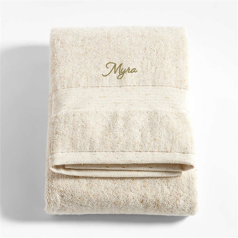 View Personalized Organic Turkish Cotton Natural Beige Fleck Bath Towel details
