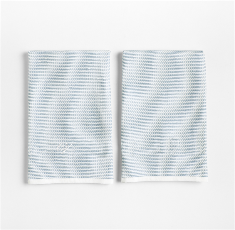 View Personalized Textured Terry Harbor Blue Organic Cotton Kitchen Dish Towels, Set of 2 details