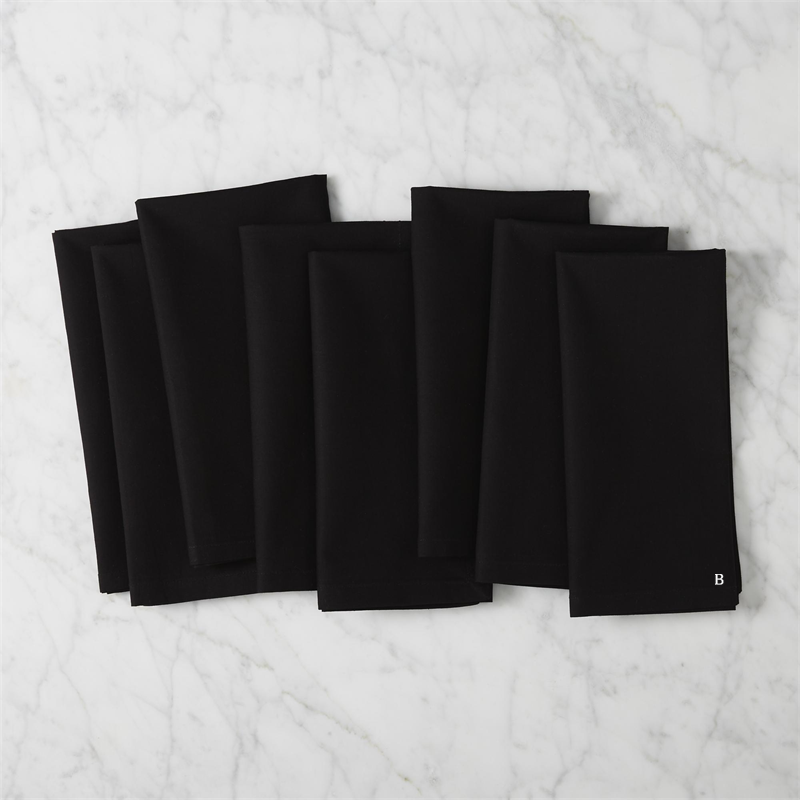 View Personalized Poplin Black Cloth Napkins Set of 8 details