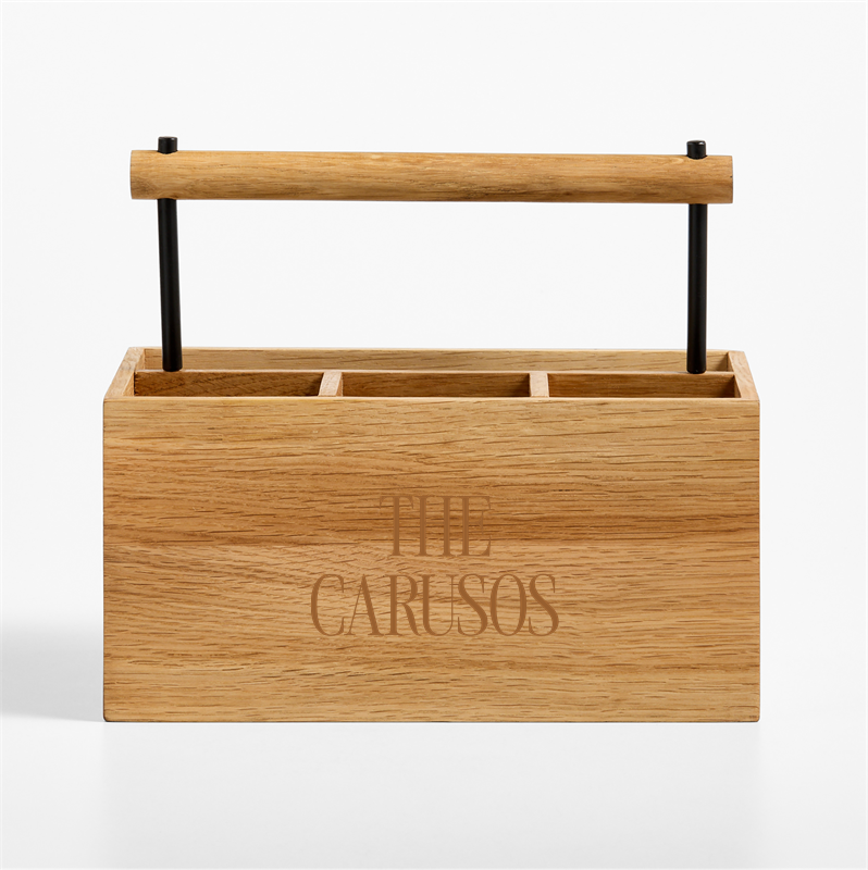View Personalized Madeira Oak Flatware Caddy details