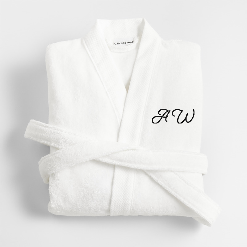 View Personalized Organic Turkish Cotton Crisp White Bath Robe S/M details