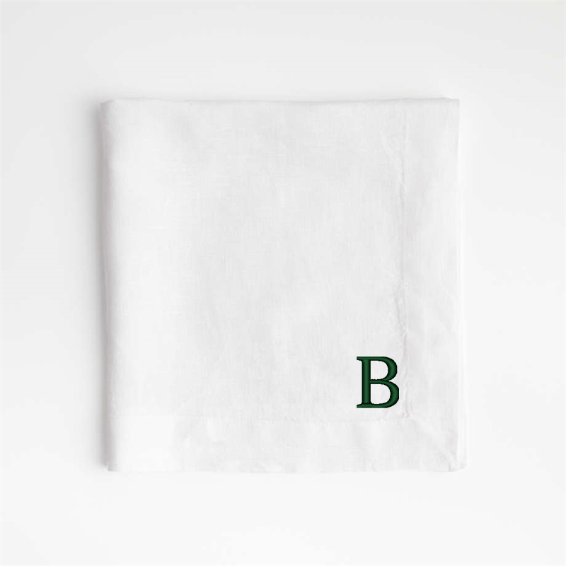View Personalized Marin White EUROPEAN FLAX ™-Certified Linen Napkin, Set of 4 details