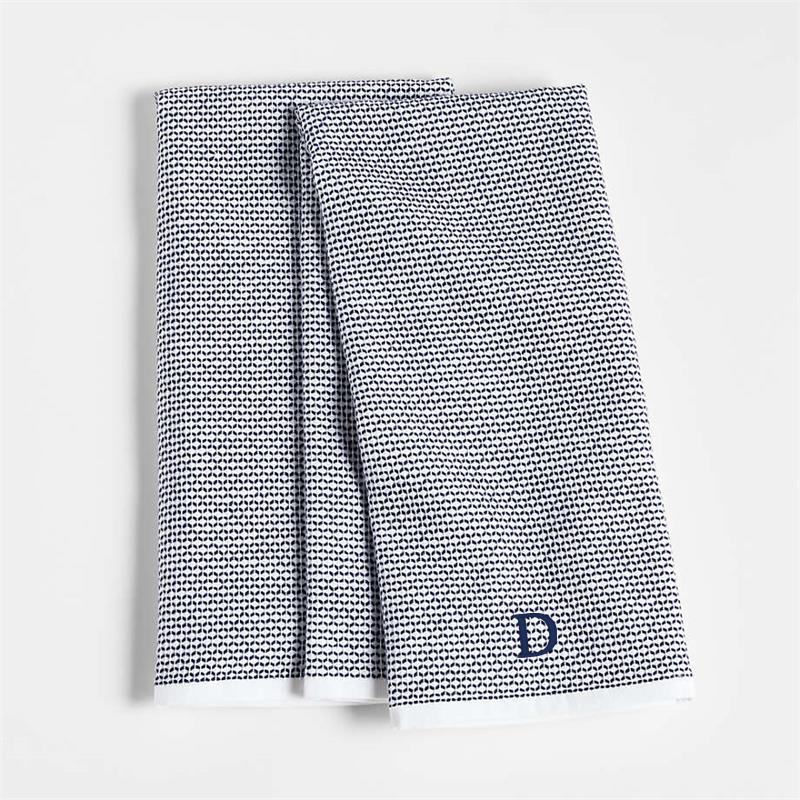 View Personalized Textured Terry Indigo Organic Cotton Kitchen Towels, Set of 2 details