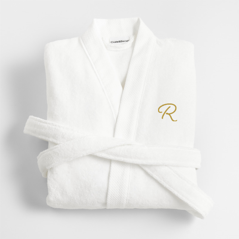 View Personalized Organic Turkish Cotton Crisp White Bath Robe S/M details