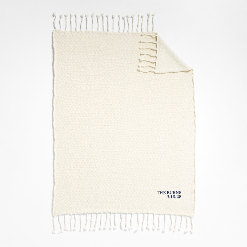View Personalized Chunky Wool Fringe Knit 70"x55" Travertine Beige Throw Blanket details