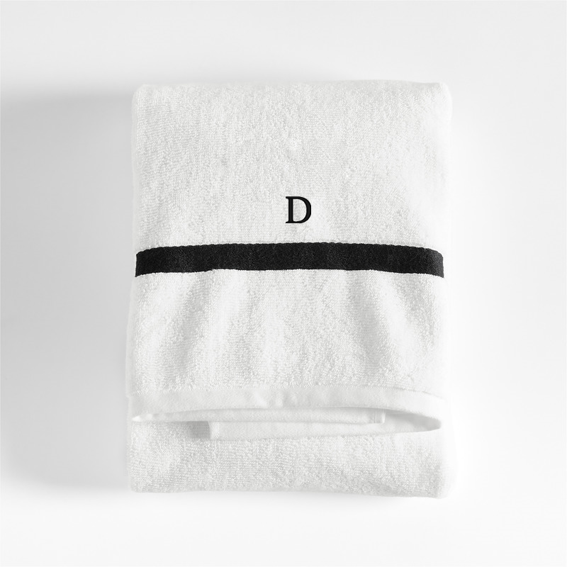 View Personalized Tuxedo Stripe Organic Cotton Ink Black Bath Towel details