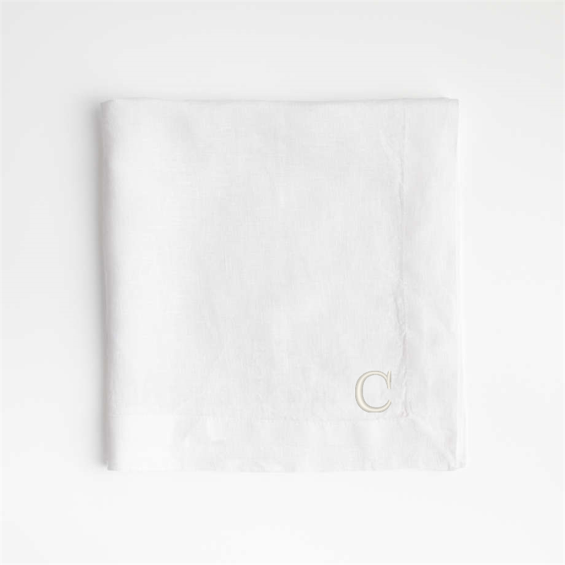 View Personalized Marin White EUROPEAN FLAX ™-Certified Linen Napkin, Set of 4 details