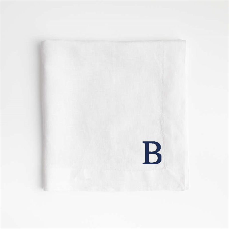 View Personalized Marin White EUROPEAN FLAX ™-Certified Linen Napkins, Set of 8 details