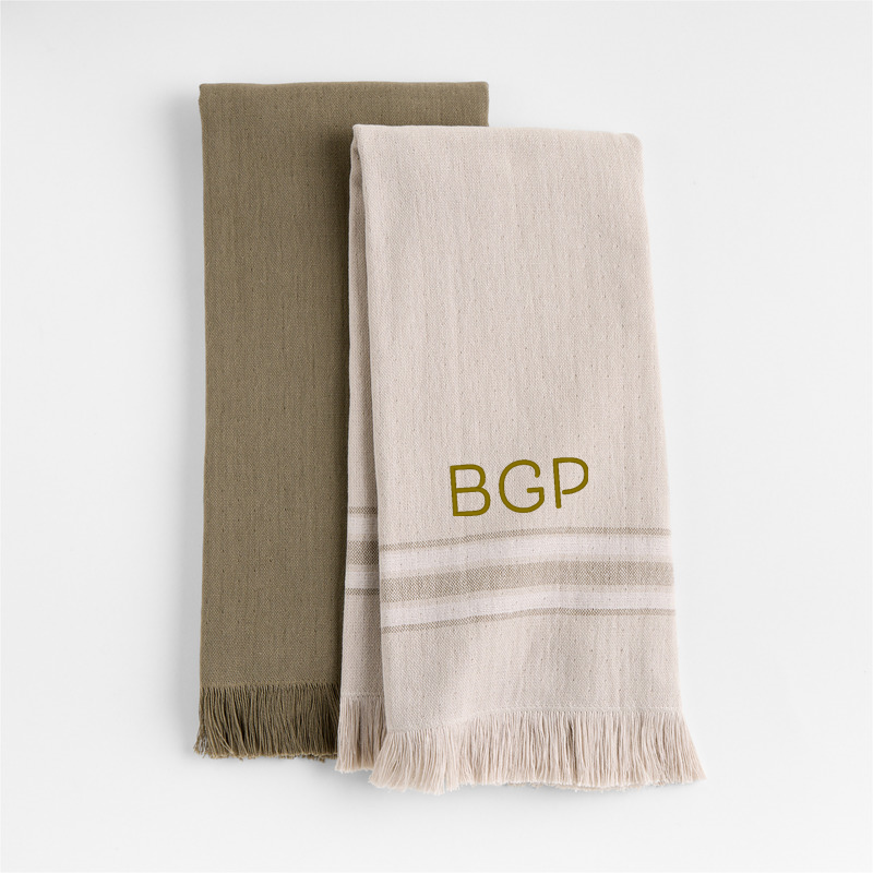 View Personalized Craft Sage Green Organic Cotton Dish Towels, Set of 2 details