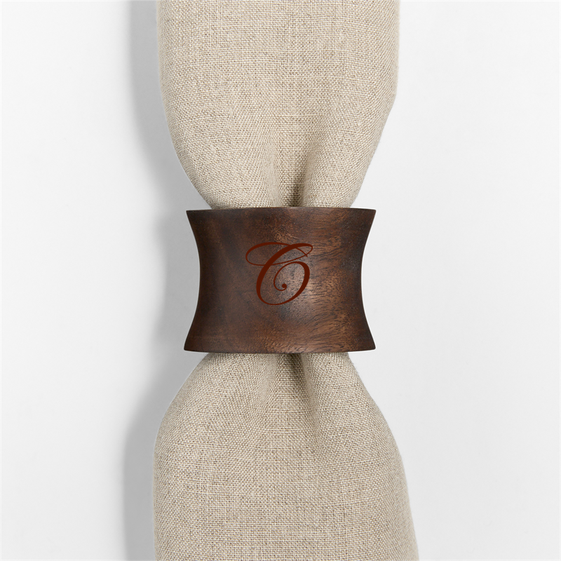 View Personalized Maderia Acacia in a Walnut Finish Napkin Ring details