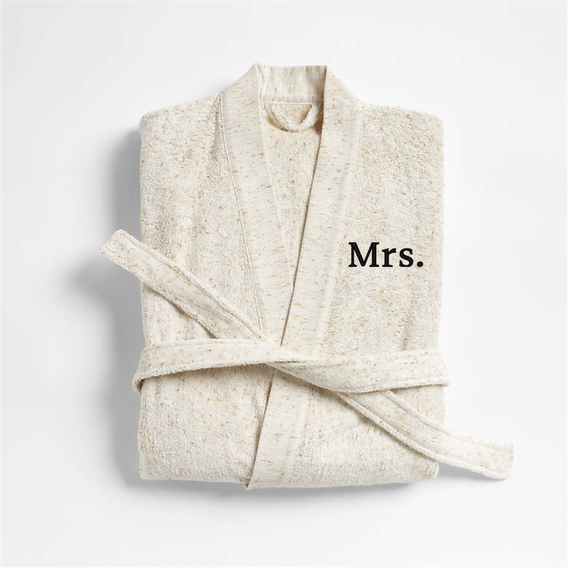 View Personalized Organic Small/Medium Turkish Natural Beige Fleck Bathrobe details